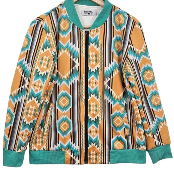 Crazy Train Womens M Full Zip Aztec Western‎ Bomber Jacket - Picture 1 of 7